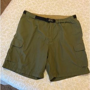 Mens Eddie Bauer Sport 100% Nylon Belted Cargo Hiking Shorts
